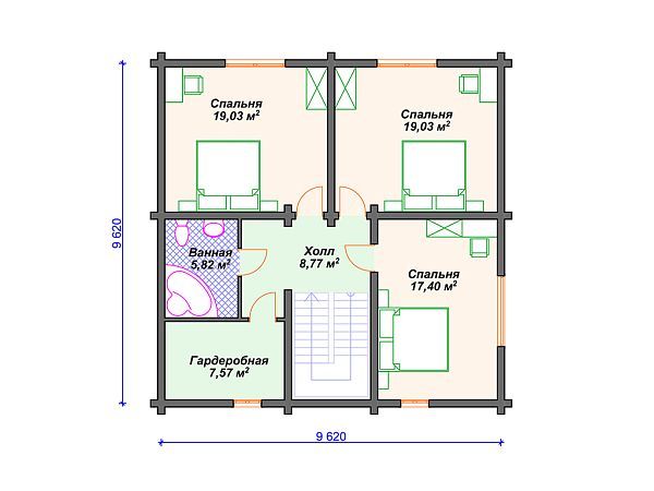 Проект комбинированного дома с мансардой, 4 спальнями и террасой S4-173 (А-038)
