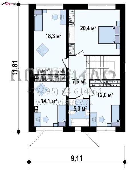 Проект просторного двухэтажного дома в современном стиле S3-157-6 (Zx24 a pk)