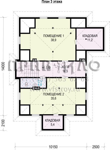 Проект трехэтажного загородного дома из газобетона S7-356 (3-17с.М1)