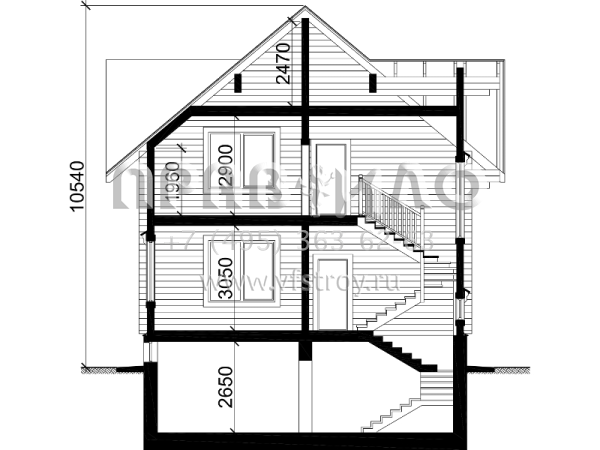 Проект брусового дома с цокольным этажом S7-245 (1-42a)