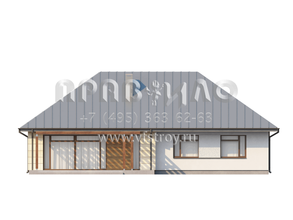 Проект одноэтажного дома с четырехскатной крышей  S3-124 (Z140)