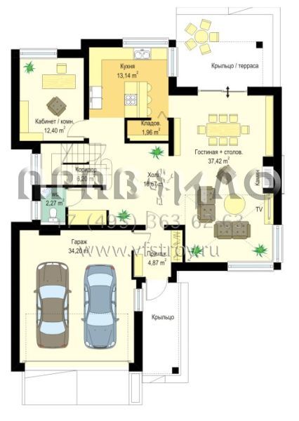 Проект городской виллы из современных материалов S8-292-1 (Ривьера)