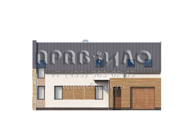 Проект двухэтажного дома с двускатной крышей без карниза  S3-187-2 (Zx38)