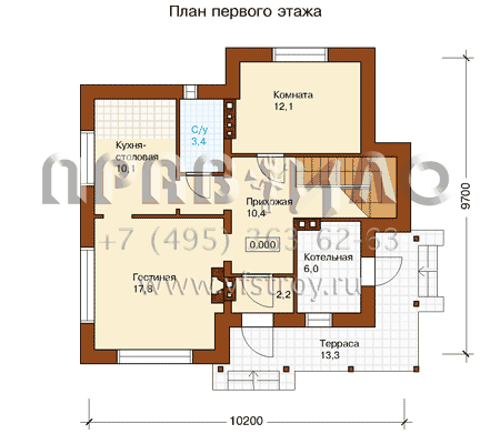 Проект загородного дома с мансардным этажом  K-150-1P