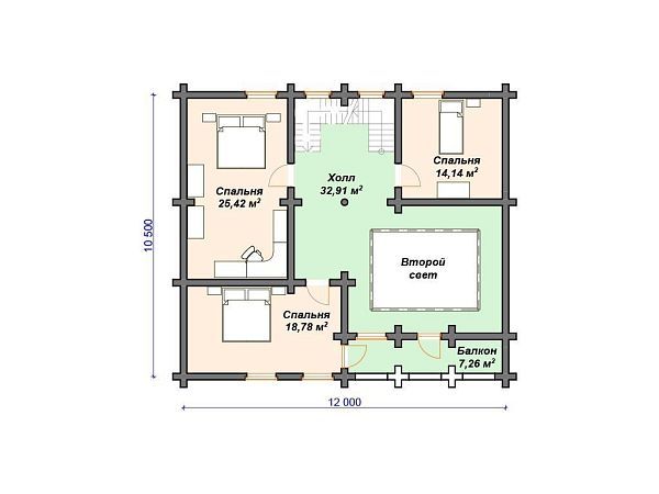 Проект деревянного дома из бревна 13 на 15 м с гаражом S4-245 (ДО-079)