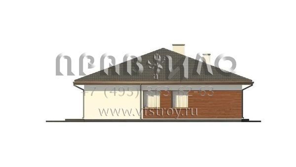 Проект одноэтажного каменного дома с тремя спальнями и просторной гостиной с выходом на террасу S3-136-1 (z321 v1)