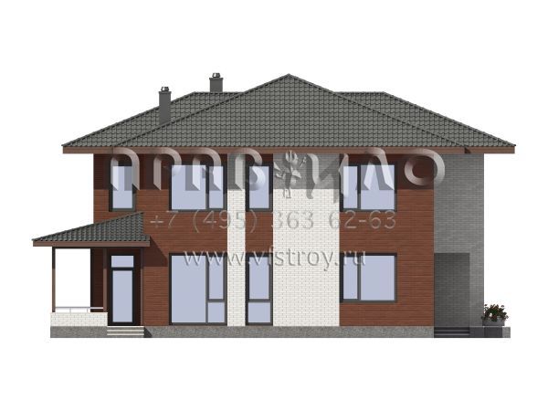 Двухэтажный особняк из газобетона с крытой террасой S7-218 (3-45.1а)