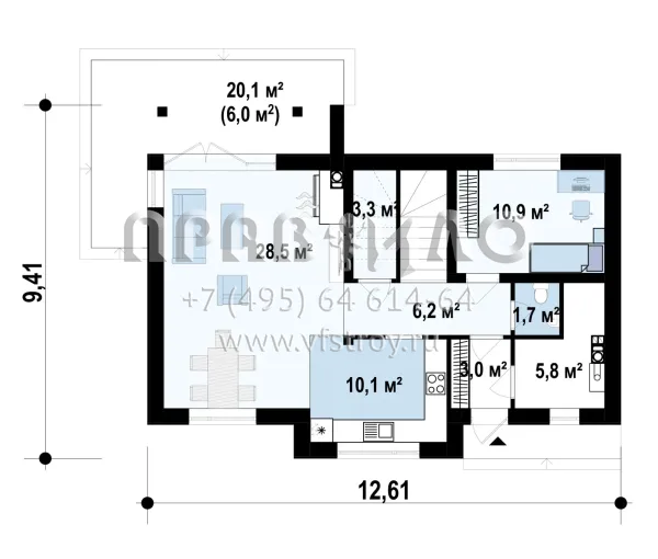 Проект комфортного частного дома для узкого участка S3-139-3 (Z79)