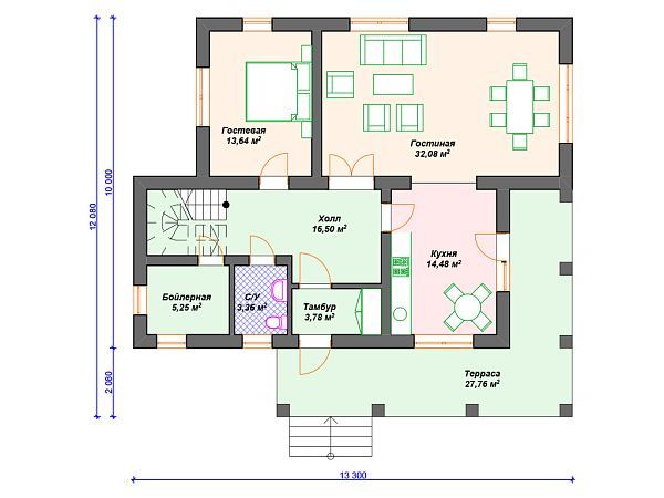 Проект комбинированного дома S4-206 (А-034)