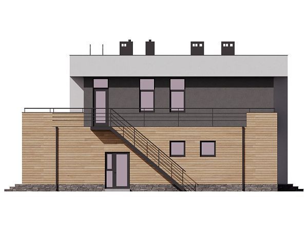 Двухэтажный дом с плоской эксплуатируемой кровлей и встроенным гаражом S7-187 (3-50)