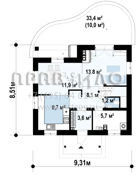 Проект красивого загородного дома с камином на террасе S3-112-10 (Z3)