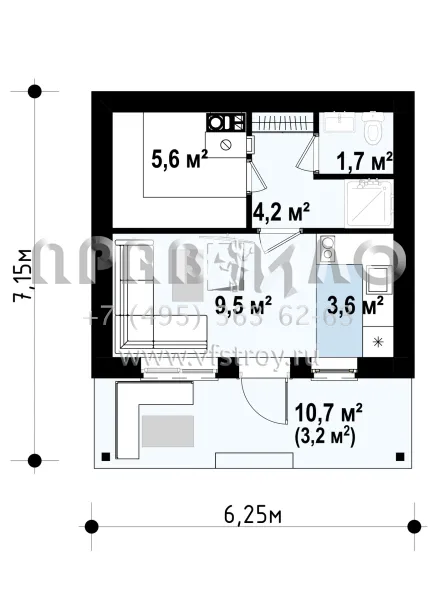 Проект удобной бани из кирпича (керамических блоков или газобетона) SB3-24 (Zp3)
