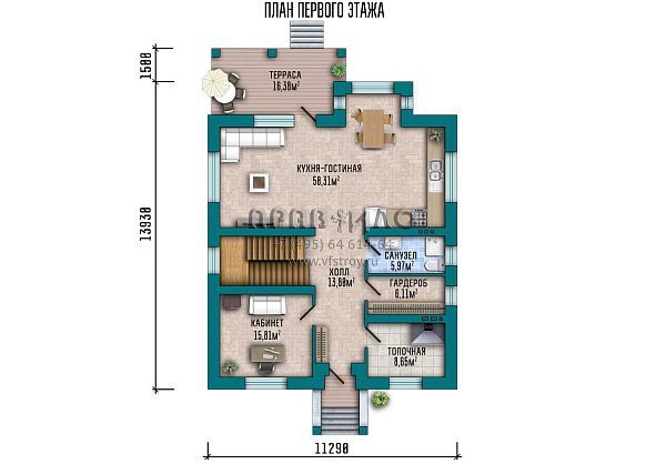 Проект двухэтажного классического дома с террасой S2-200 (015-200-2)