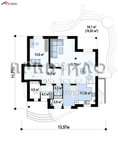 Проект пятикомнатного мансардного дома с хозяйственными помещениями в подвале S3-288 (Z18 kl+P)