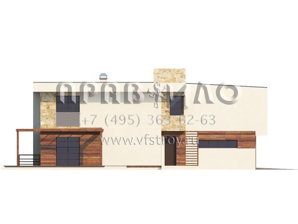 Проект коттеджа в современном стиле с плоской кровлей S3-238 (Zx14)