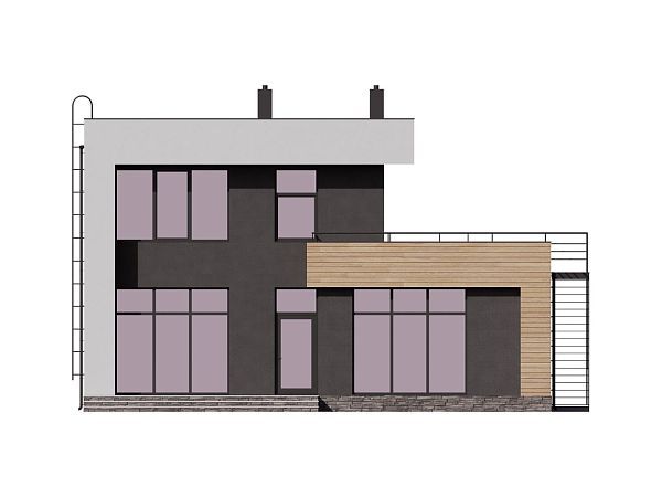 Двухэтажный дом с плоской эксплуатируемой кровлей и встроенным гаражом S7-187 (3-50)