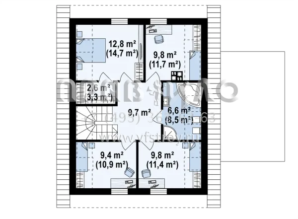 Проект стильного одноэтажного мансардного дома с гаражом с боковым въездом s3-163-2 (Z350)