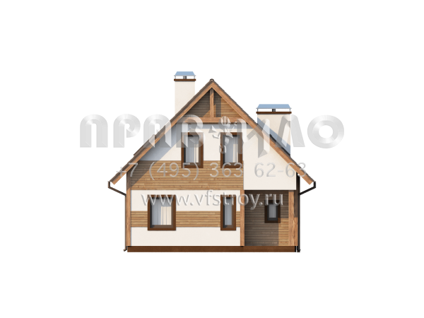 Проект прямоугольного экономичного дома с мансардой  S3-119-3 (Z45)