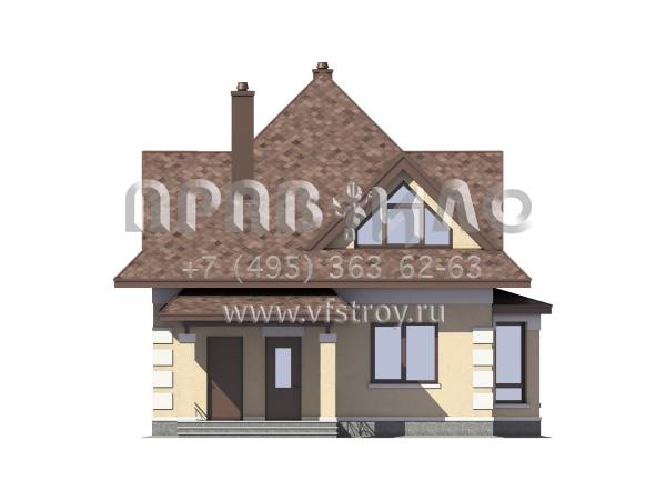 Загородный дом с шатровой крышей и эркером S7-126 (3-27e)
