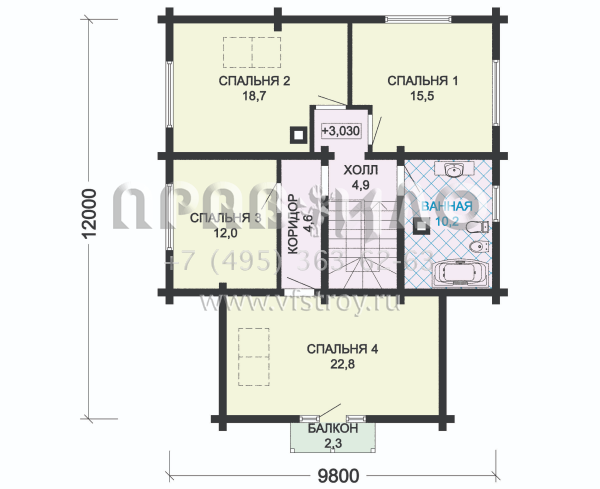 Проект деревянного дома с дополнительными жилыми помещениями S7-191 (1-24)