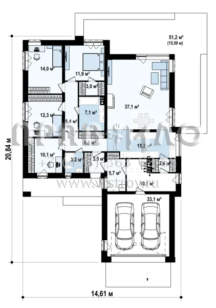 Проект особняка в стиле хайтек с камином  S3-182-3 (ZX103)
