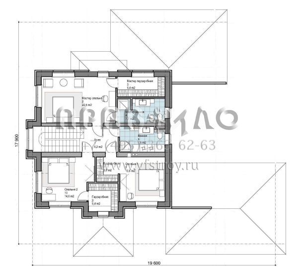 Проект стильного классического двухэтажного загородного дома S-199