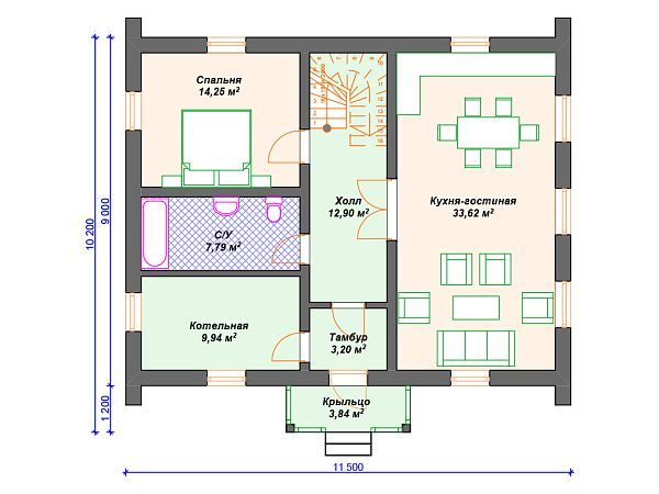 Проект комбинированного дома с мансардой S4-193 (А-019)