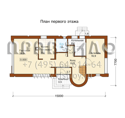 Двухэтажный дом с плоской крышей в стиле хай-тек K-172-1P