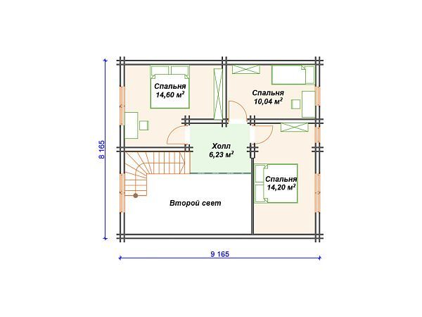 Проект деревянного дома с вторым светом и эркером S4-131 (ДС-147)