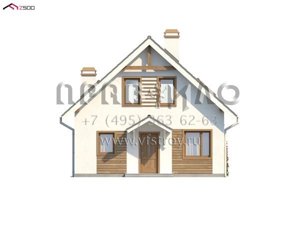 Проект каркасного пятикомнатного мансардного дома с эркером K3-125 (Z99 dk)