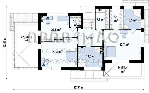 Проект современной резиденции для большой семьи S3-467 (ZX15 GL2 P)