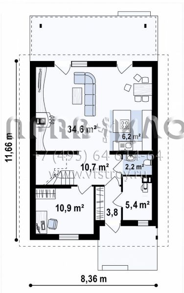 Проект современного одноэтажного дома с мансардой и балконом S3-148-8 (Z38 plus)