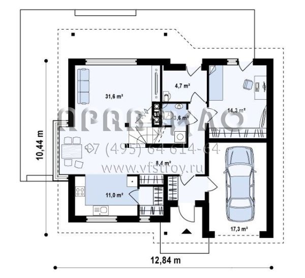 Проект квадратного в плане частного дома  S3-175 (Z186)