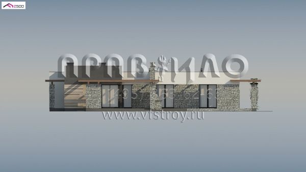 Проект современного одноэтажного дома с большим гаражом и с внешним камином S3-171-4 (Zx137)