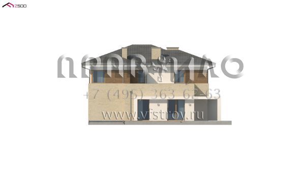 Проект современного двухэтажного дома с большой гостиной, четырьмя спальнями, двухместным гаражом и сауной S3-258-1 (ZX112)