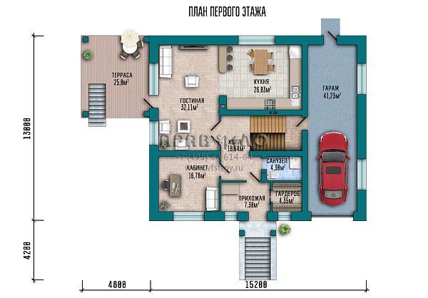 Дом с цокольным этажом, большим гаражом и террасой  S2-429 (011-429-2ПГ)