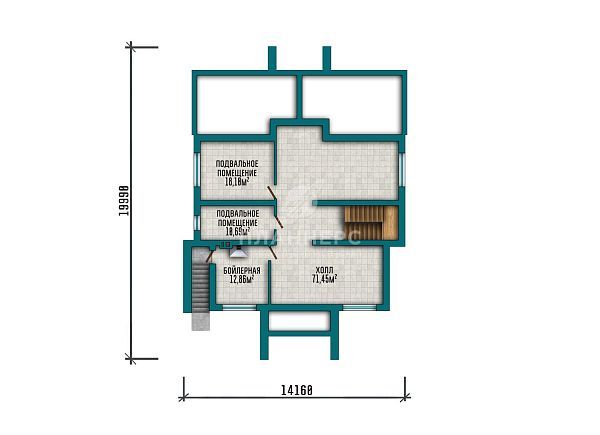 Проект двухэтажного дома с подвалом, большой террасой и красивым фасадом в стиле Райта S2-368 (428-368-2П)