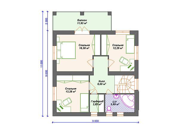 Проект двухэтажного дома с террасой и балконом S4-151 (К-257)