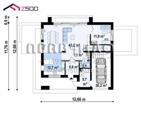 Проект современного одноэтажного дома с мансардой и гаражом S3-178-8 (Z416)