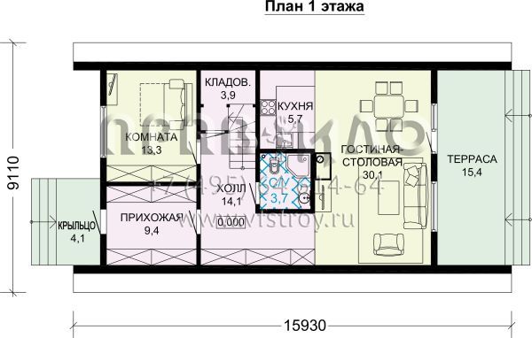Проект А-образного дома-шалаша S7-127 (4-02)