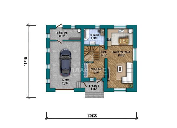 Проект с фасадом из серого кирпича и зимним садом S2-201 (547-202-2Г)