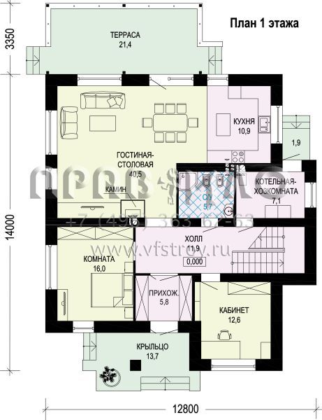 Проект загородного дома из газобетона с кирпичной облицовкой S7-231 (3-45.2а)