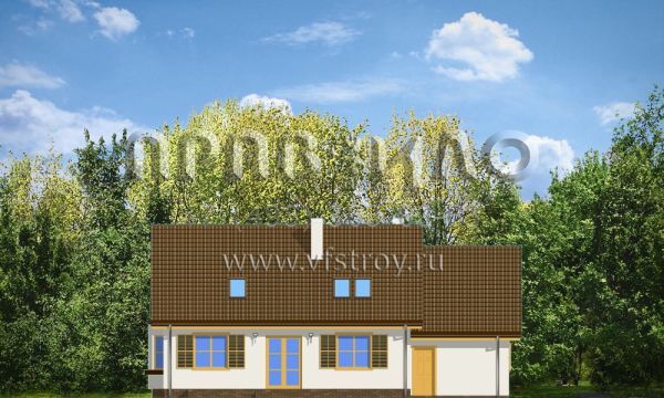 Проект коттеджа с просторной гостиной S8-193 (Аккуратный с сенью)