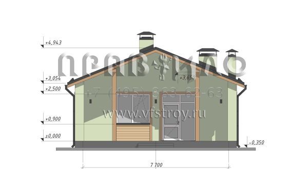 Проект небольшого одноэтажного дома для узких участков S-70