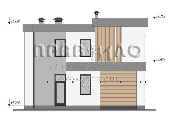 Проект дома в стиле Хай-тек с эксплуатируемой кровлей S-182