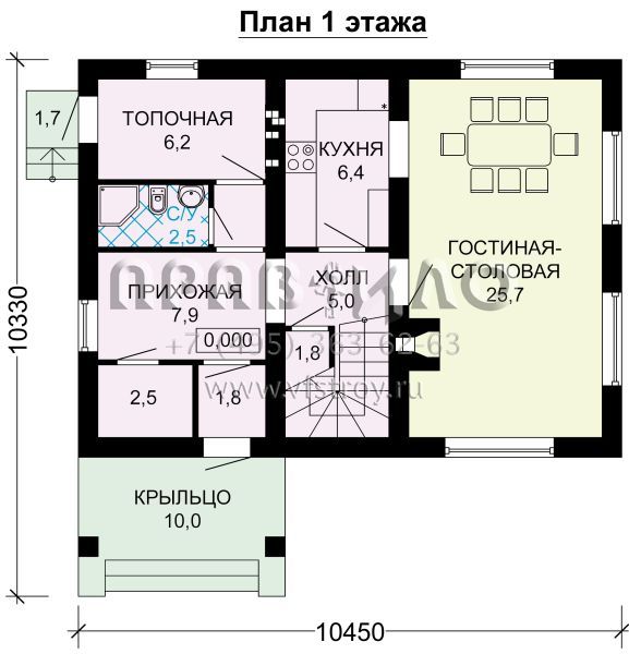Проект экономичного загородного дома из газобетона S7-117(3-29)
