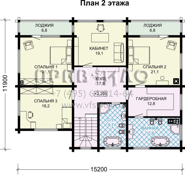Просторный загородный дом из профилированного бруса S7-289 (1-51)