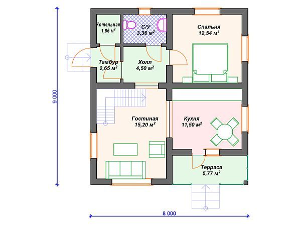 Проект комбинированного дома S4-116 (А-006)