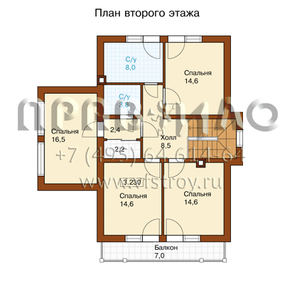 Проект коттеджа с длинным балконом L-203-1P