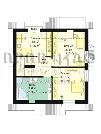 Проект квадратного дома с жилым чердаком S8-142-2 (Михалек)